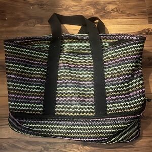 Striped Tote Bag with Black Handles